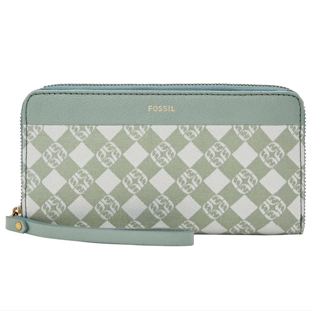 NWT Fossil Sage Green Zip Clutch